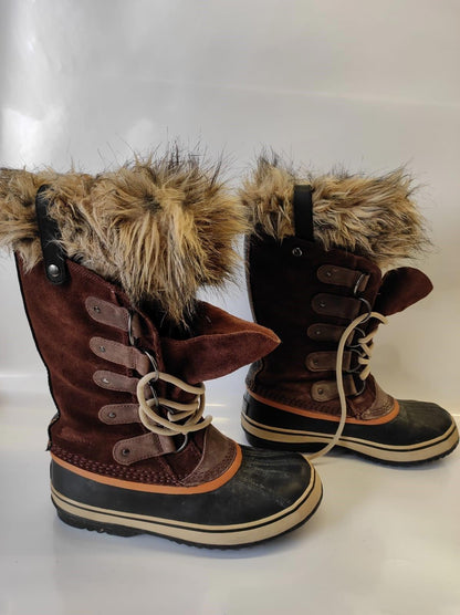 Sorel Joan of Arctic Winter Boots Tobacco Sudan Brown Fur Suede Snow Warm (US-8)