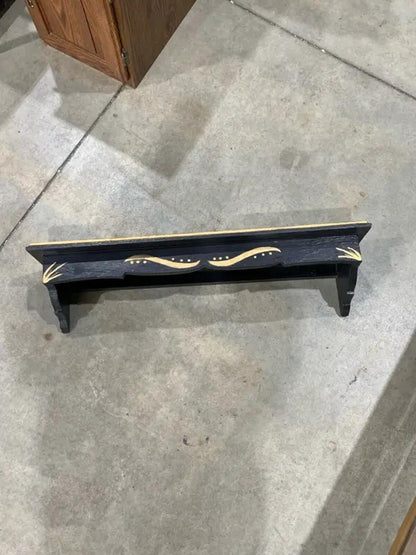 Black Wooden Shelf with Gold detail