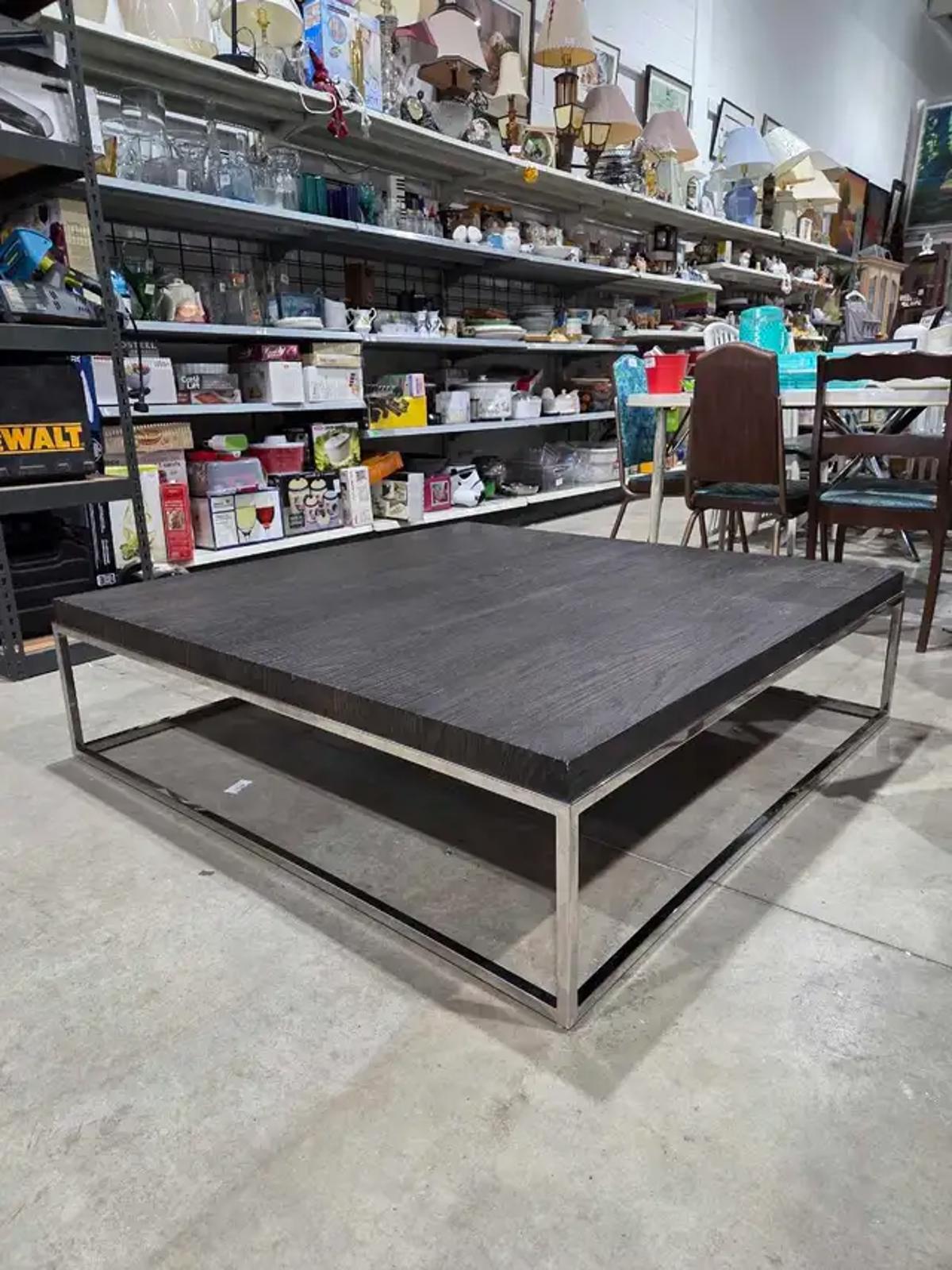 Restoration Hardware Nicolas 52" Square Oak Coffee Table