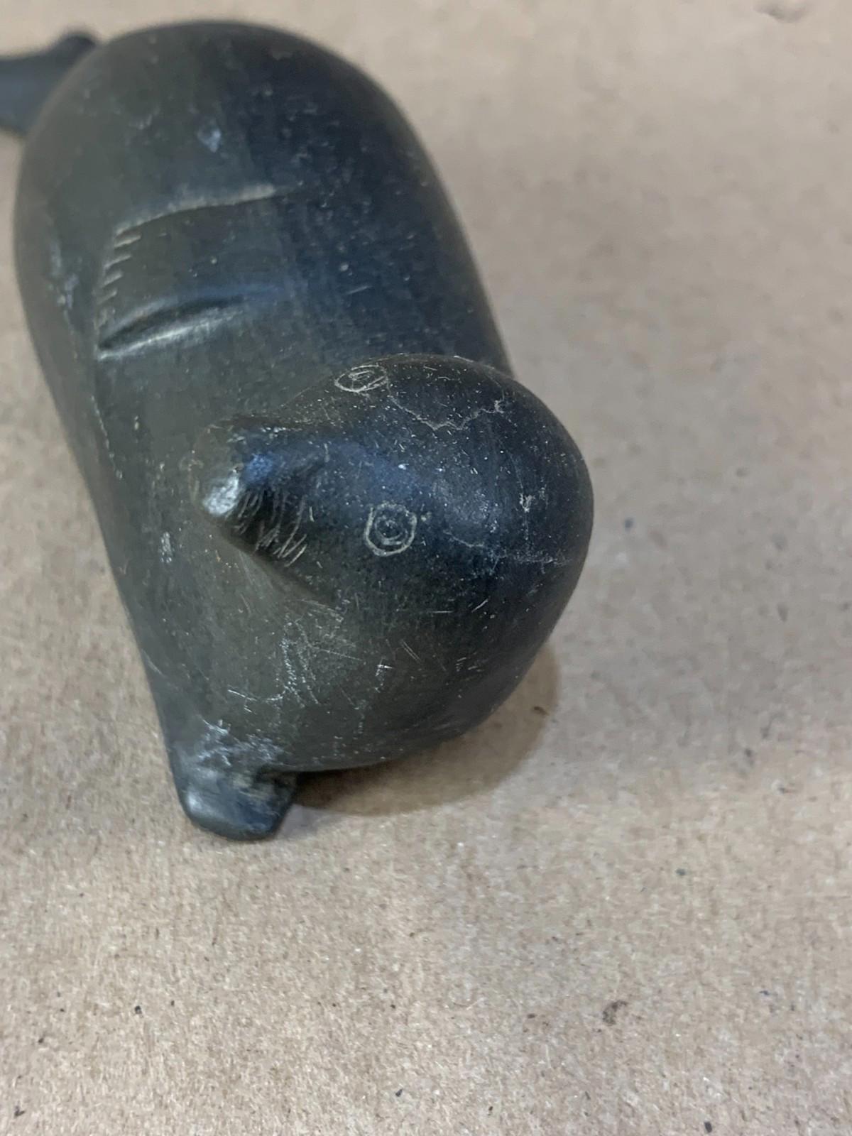 Vintage Inuit Soapstone Carving Handmade Seal Sculpture