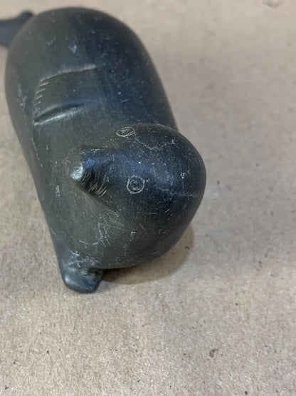 Vintage Inuit Soapstone Carving Handmade Seal Sculpture