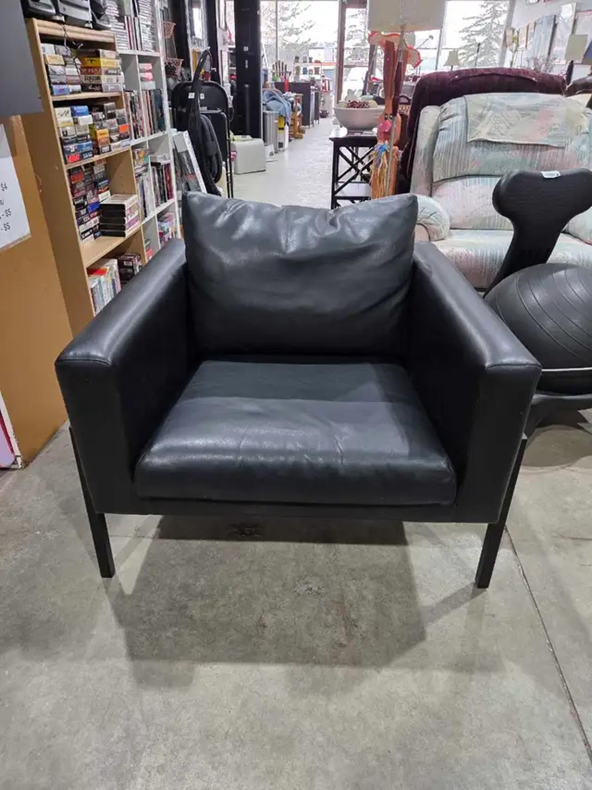 Ikea Koarp Black Leather Armchair