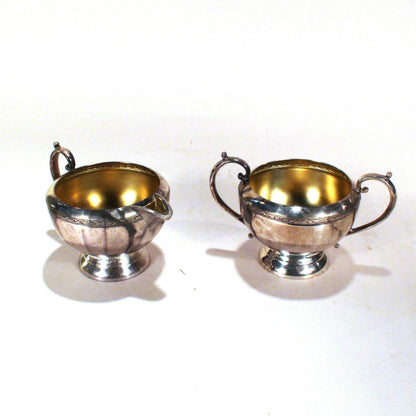 Sliver Plated Cream Sugar Set With Tray. E.P. Copper and Brass. Made In Canada