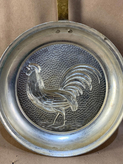 Vintage Copper Pan Mold Folk Rooster Brass Handle Great Patina