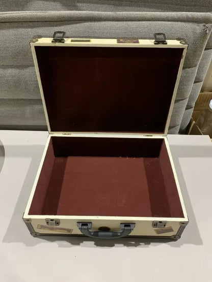 Beige Vintage Suitcase With Travel Sticker Decals