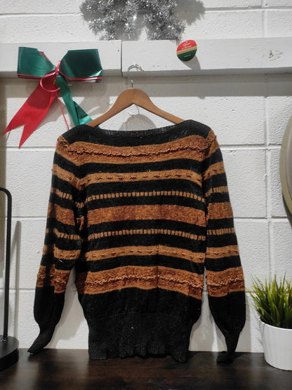 Angora Black Brown Women's Pullover Size- S