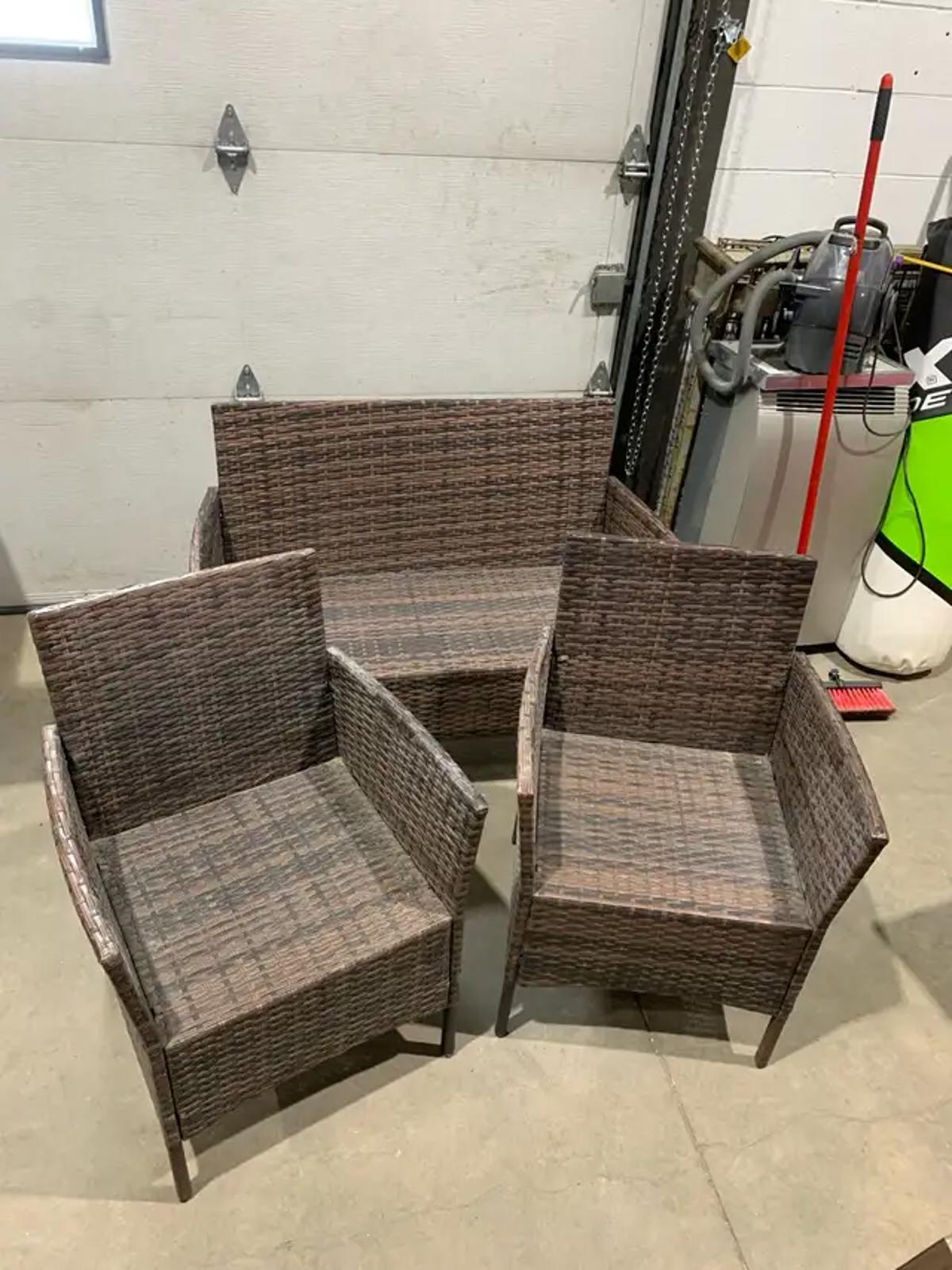 Brown Wicker Effect Patio Set of 3