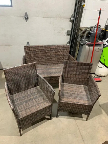 Brown Wicker Effect Patio Set of 3