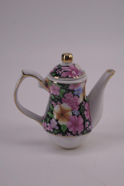 Mini teaset (mixed flower W/Gold) 7 PIECES