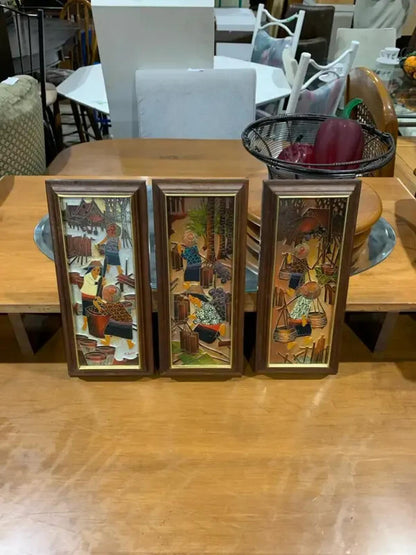 Set of 3 Thai Folk Art Wall Hangings