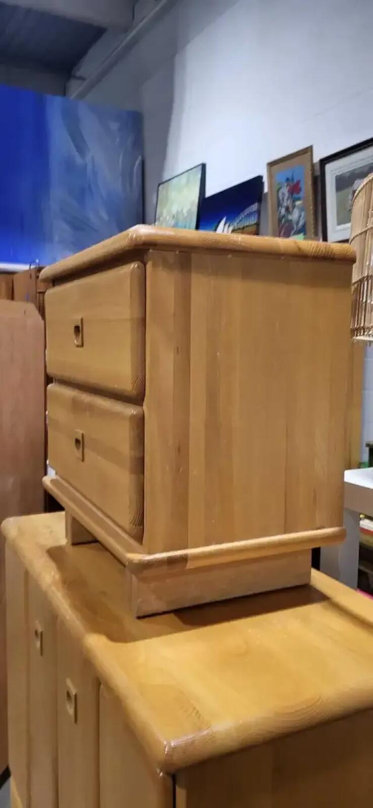 Solid Wood Two-Drawer Nightstand 21.5 x 21.5 x 14.5