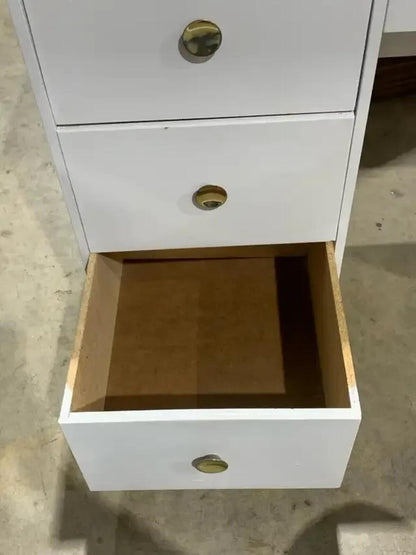 White Wooden Desk/Vanity with 7 drawers