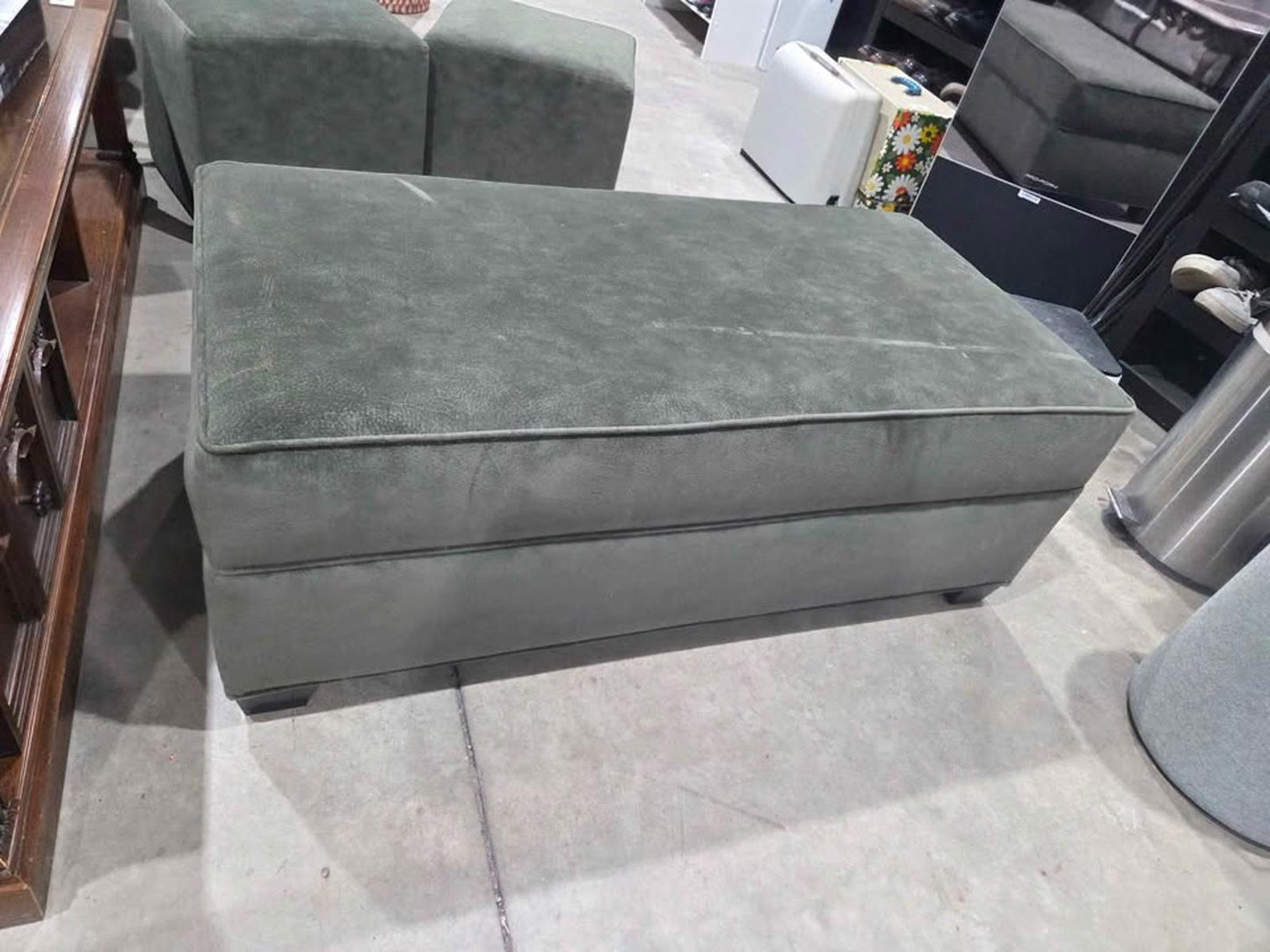 3 Piece Green Fabric/Velvet Ottoman Set