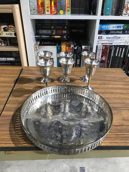 Silver Plated Tray and Goblets