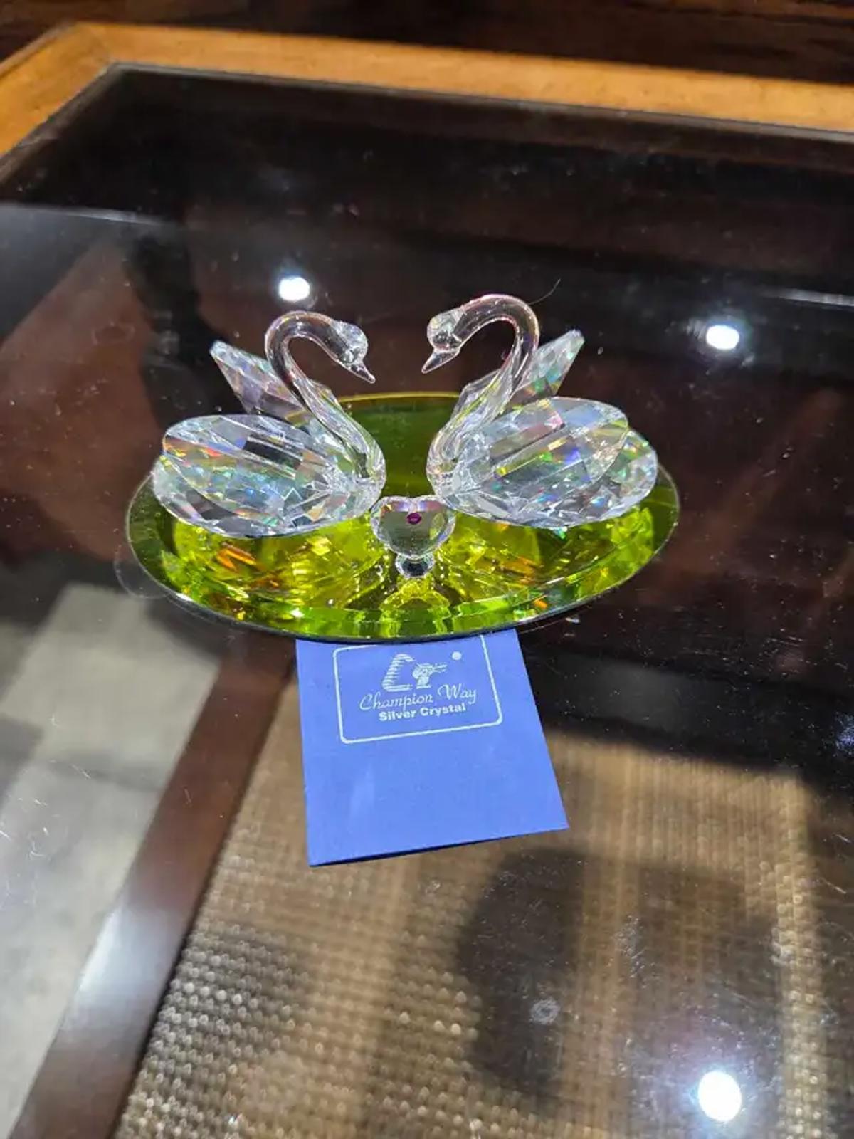 Champions Way Silver Crystal Swans