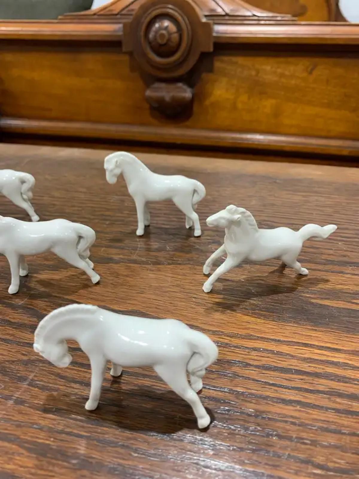 Small White Porcelain Horses set of 6