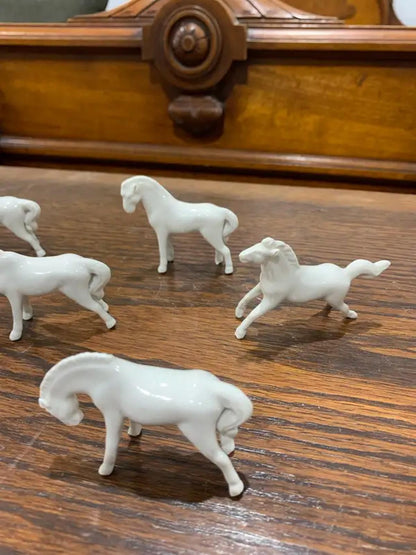 Small White Porcelain Horses set of 6