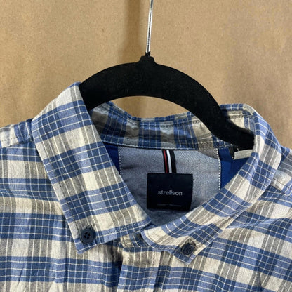 Strellson Blue & White Checkered Shirt (Men’s Size L)