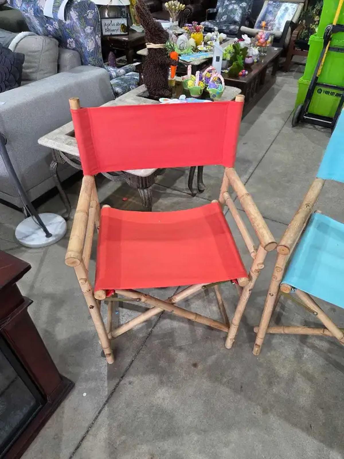 Folding Bamboo Director Chairs - 2 Available