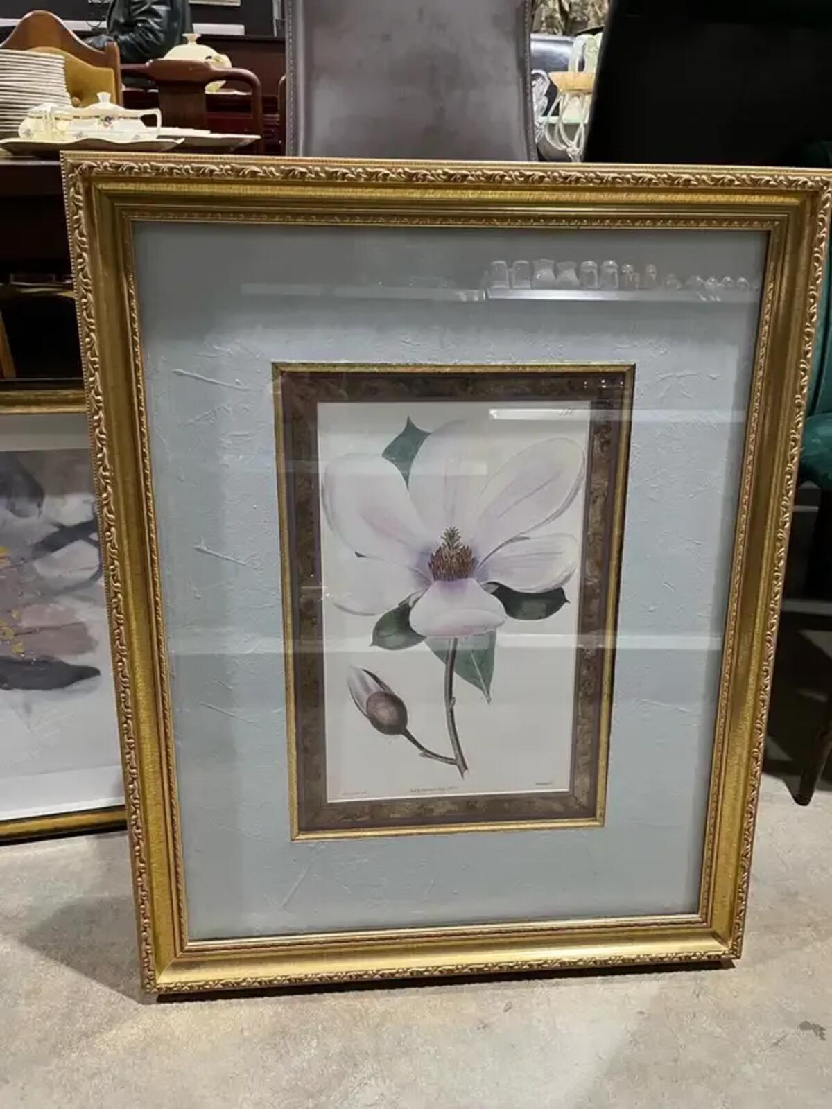 Large Gold Framed Floral Print