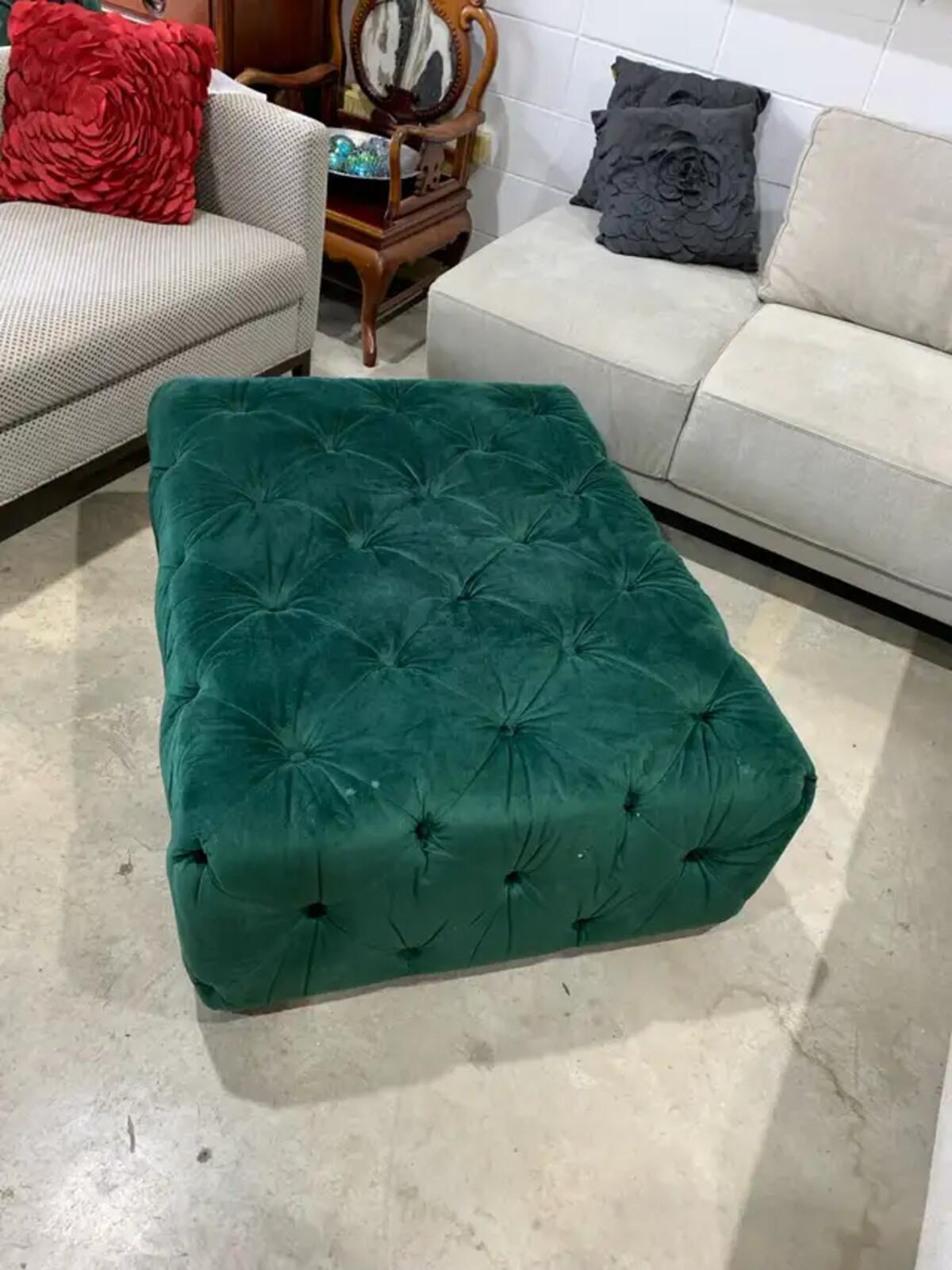 Emerald Green Tufted Ottoman