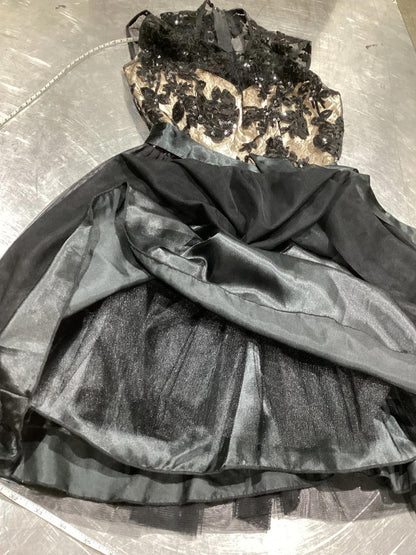Black Lace & Tulle Fit-and-Flare Party Dress
