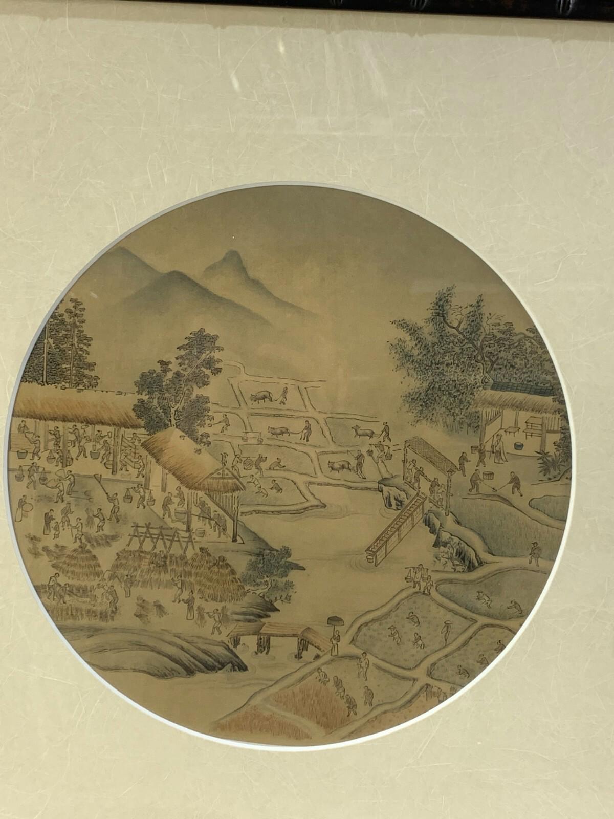 Framed Chinese Art Print – Tilling and Harvesting (Song Dynasty)