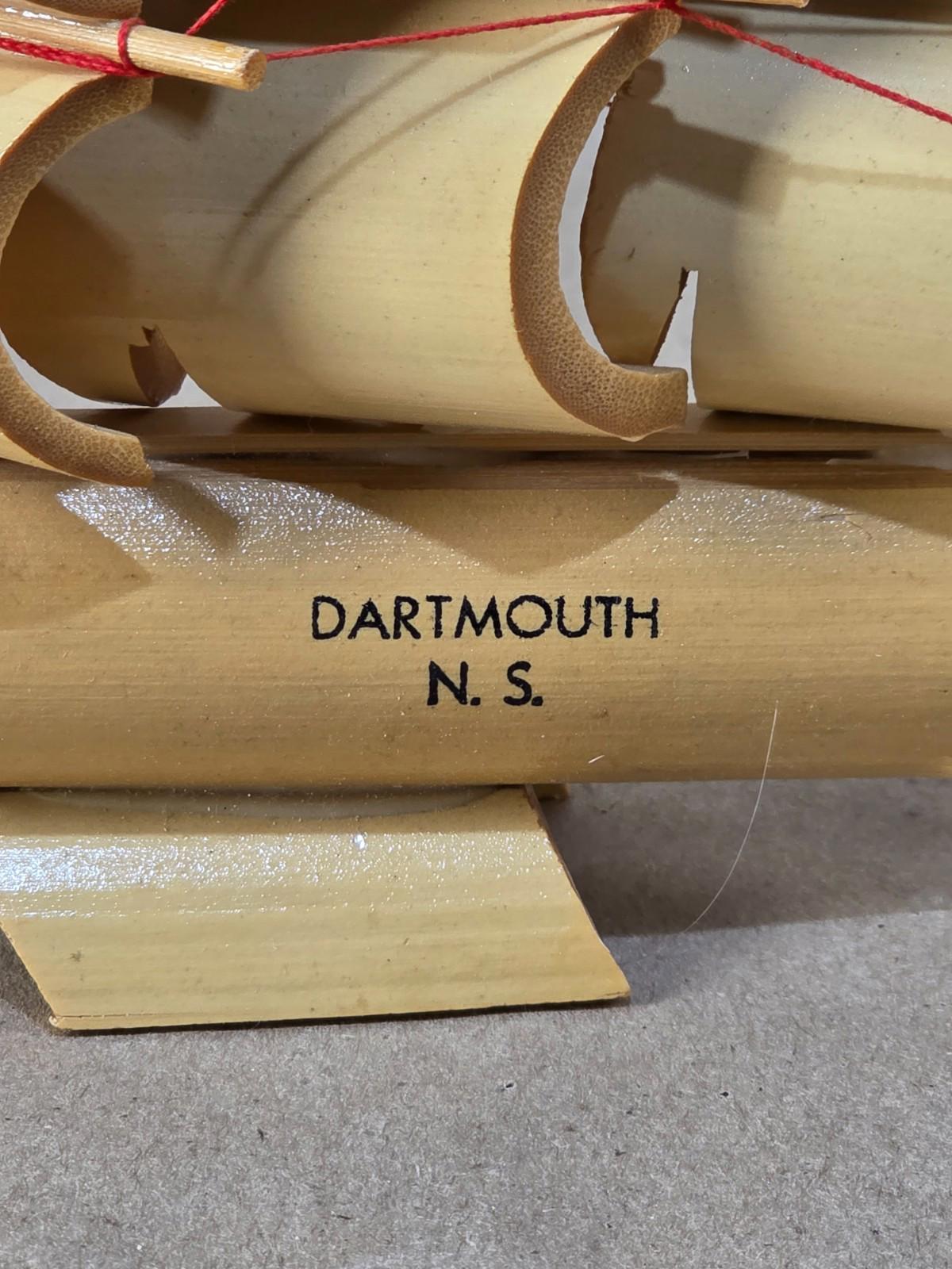 Vintage Bamboo Made Sail Boat Box Fluyt Ship - DARTMOUTH N. S.