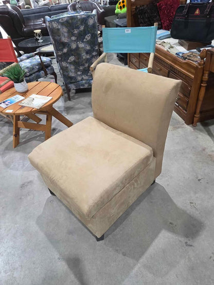 Tan Armless Accent Chair with Storage