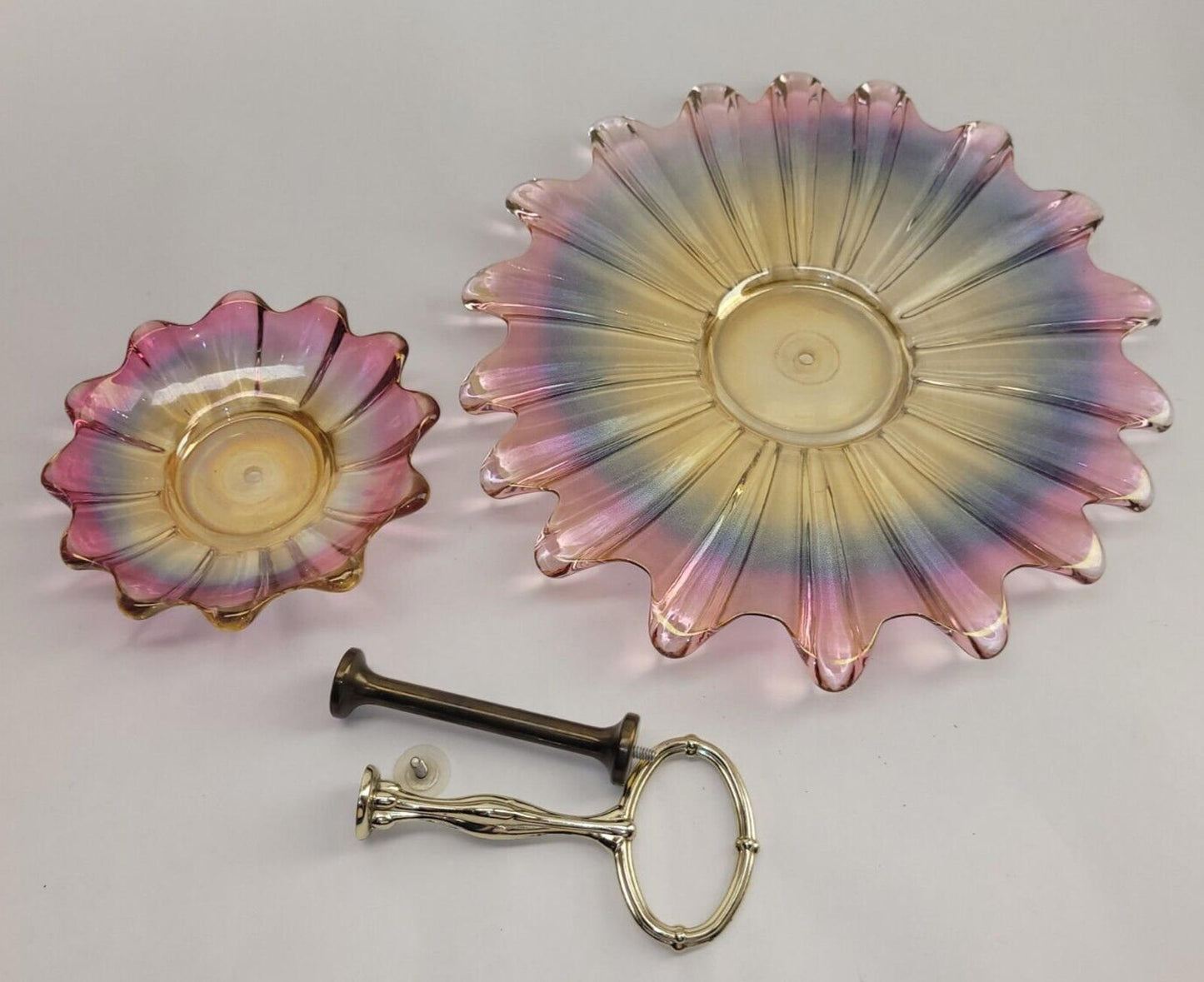 Unique Vintage Rare 2-Tier Cake Stand Federal Glass Celestial Marigold in Purple