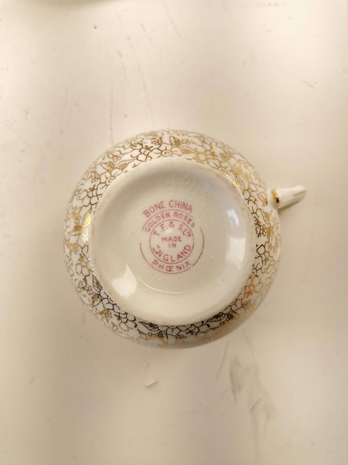 Assorted bone china set 4 cups and 10 saucers. Made in England/Japan/China