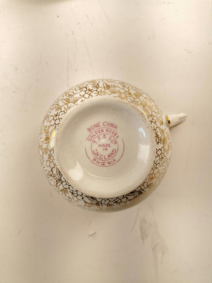 Assorted bone china set 4 cups and 10 saucers. Made in England/Japan/China