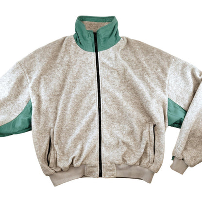 Vintage CCJ Bomber Style Grey and Teal Fleece Men's XL
