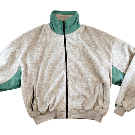 Vintage CCJ Bomber Style Grey and Teal Fleece Men's XL