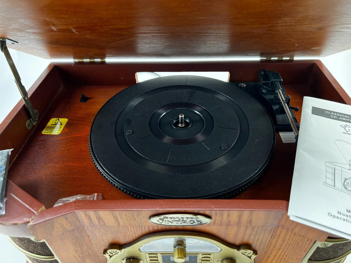 Pyle Pro PTCD54UB Vintage Turntable CD USB Aux Cassette  For Repair - See desc