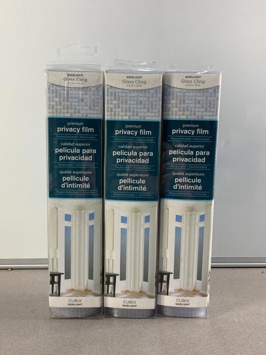 Lot of 3 Brewster Home Fashions Cubix Sidelight Premium Film Model # PF0709