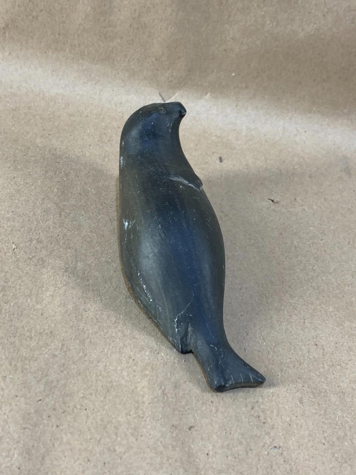 Vintage Inuit Soapstone Carving Handmade Seal Sculpture