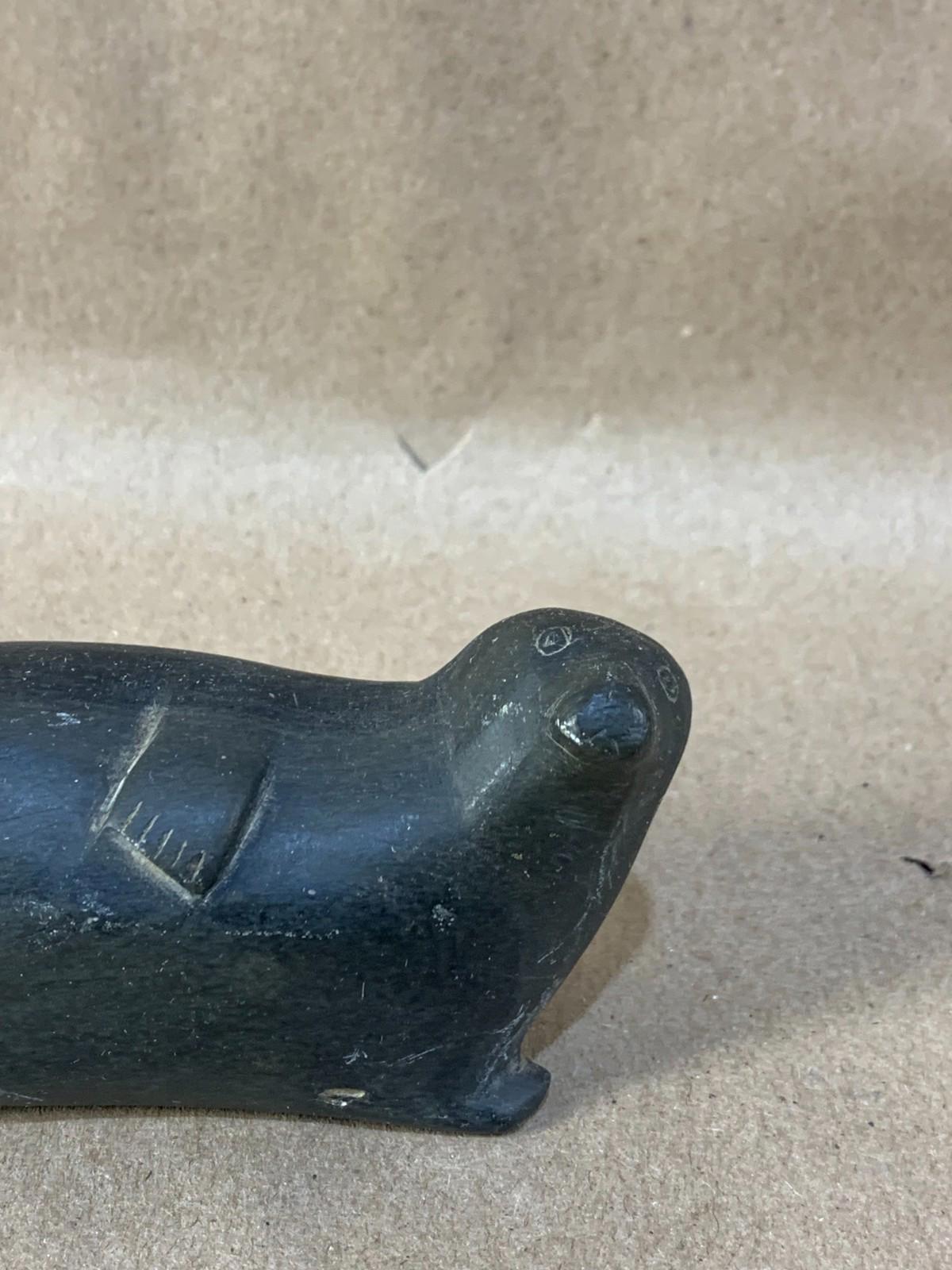 Vintage Inuit Soapstone Carving Handmade Seal Sculpture