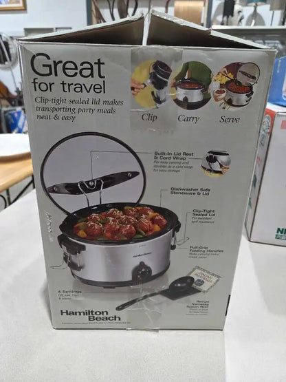 Hamilton Beach Stay or Go 6Qt Slow Cooker - New!