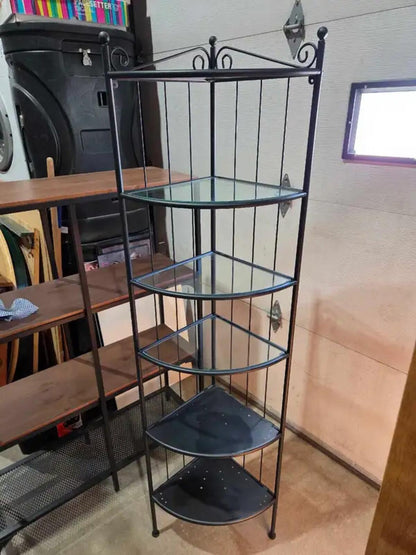 Black IKEA RÖNNSKÄR corner shelf unit