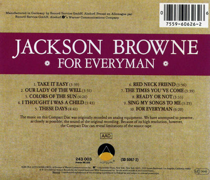 Timeless Reflections: Jackson Browne's 'For Everyman' 12" Vinyl Record