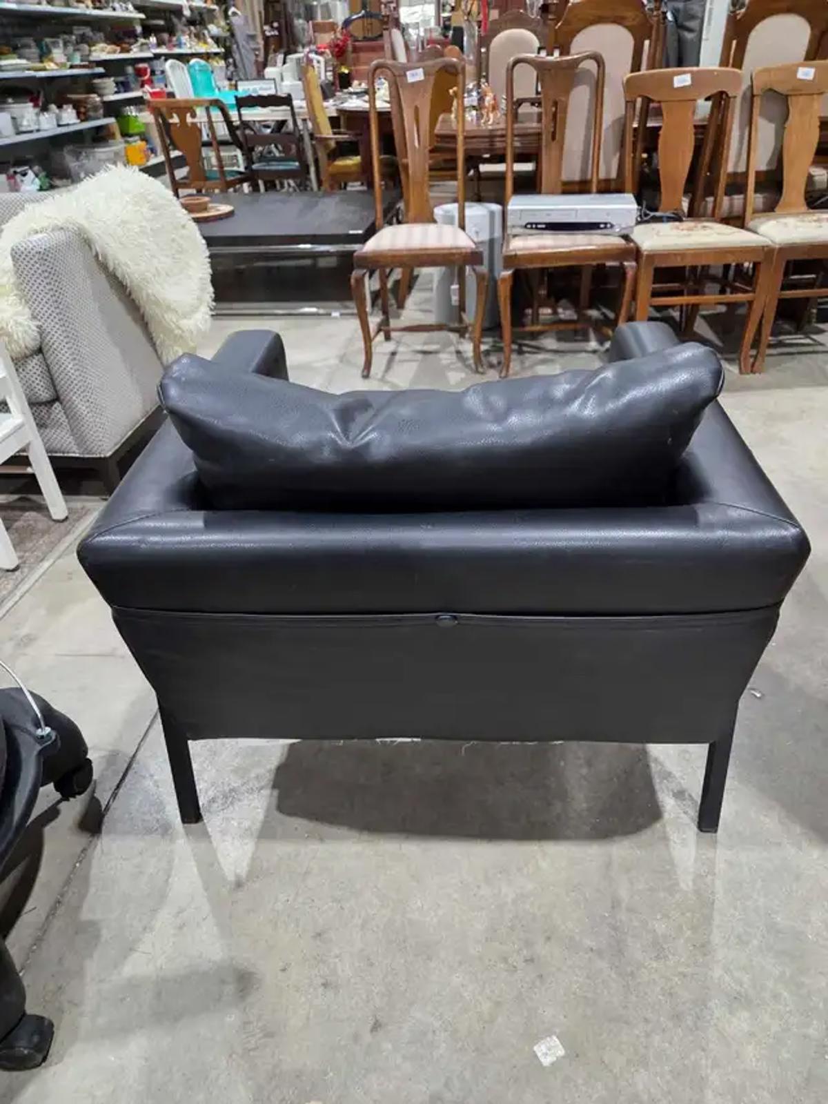 Ikea Koarp Black Leather Armchair