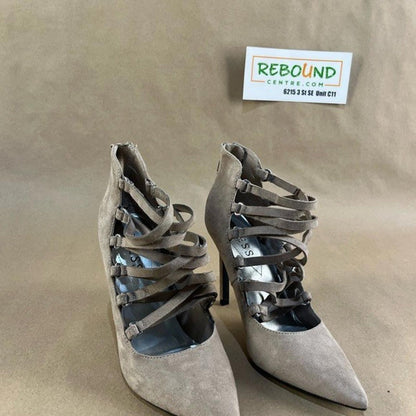 Guess Beige Suede Pointed-Toe Strappy Stiletto Heels (Size US 6.5)