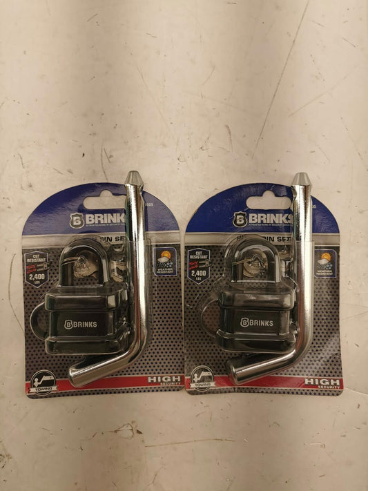 Lot of 2 BRINKS - 40mm Laminated Steel Weather Resistant Padlock with Hitch Pin