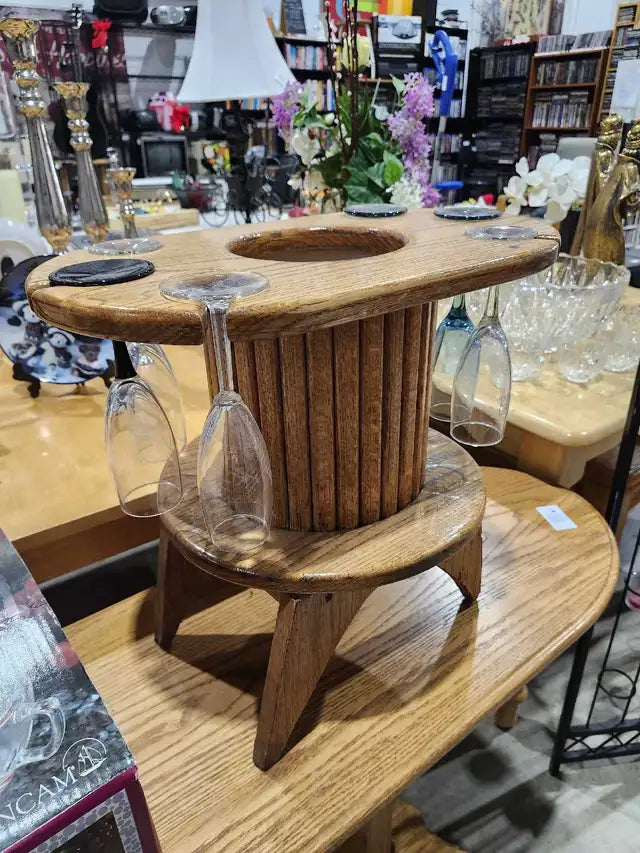 Vintage Wooden Wine Serving Rack