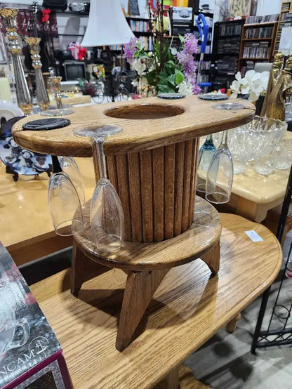Vintage Wooden Wine Serving Rack