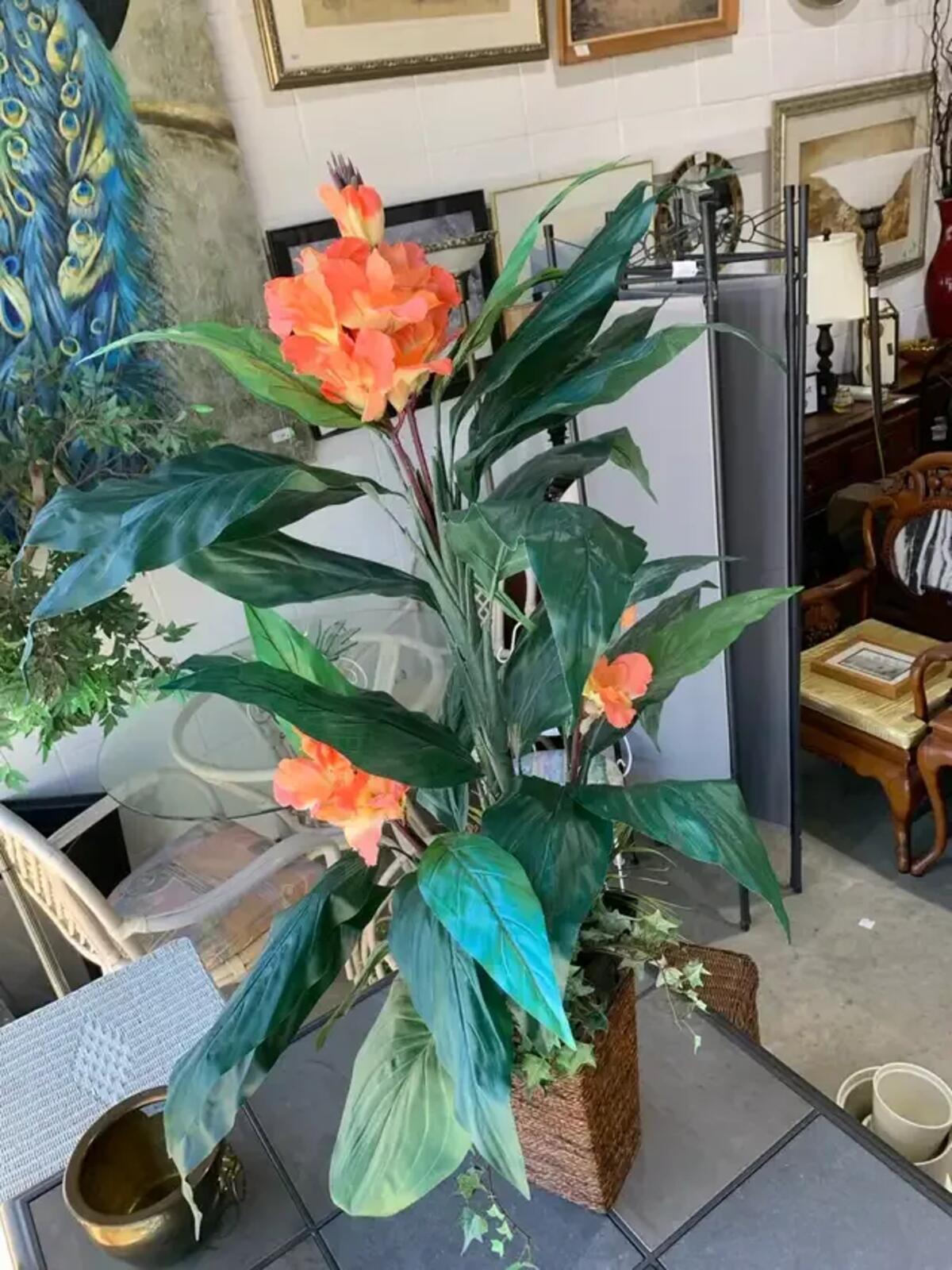 4ft Canna Lilly Fake Potted Plant