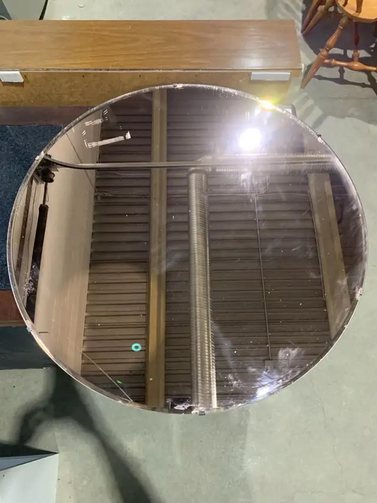 Vintage Round Rose/Pink Glass Mirror