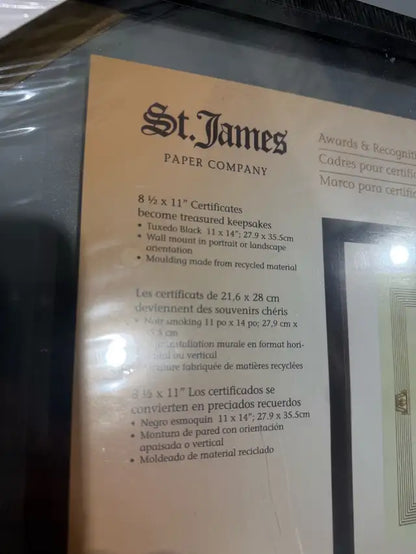 St. James Small Award/Certificate Frame
