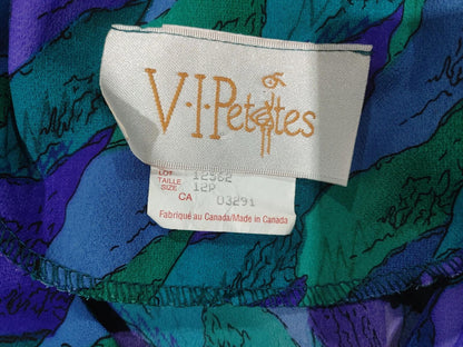 VIPetites Short Dress Size 12P with Belt Purple Blue Green Good Condition